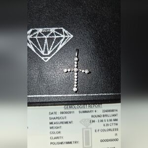 14K White Gold Diamond Cross Pendant 0.25cttw E-F COLORLESS - CERTIFIED - AS IS